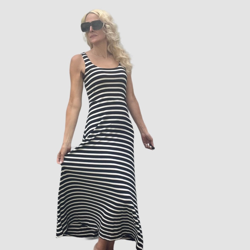NWOT OLD NAVY Black and White Striped Tank Style Maxi Dress Size XS